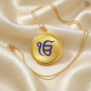 DIVINITI 24K Gold Plated Guru Nanak Dev Ji & Ik Onkar Double-Sided Pendant with Premium Gift Box, 22 mm Sikh Religious Locket, Luxury Spiritual Jewellery Gift for Men & Women