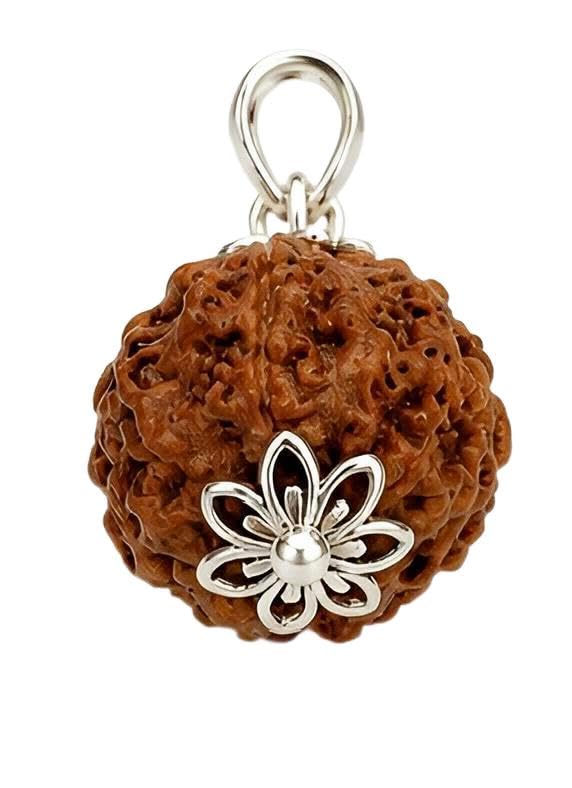 RUDRADIVINE 5 Mukhi Rudraksha Pendant Bead with Red Thread