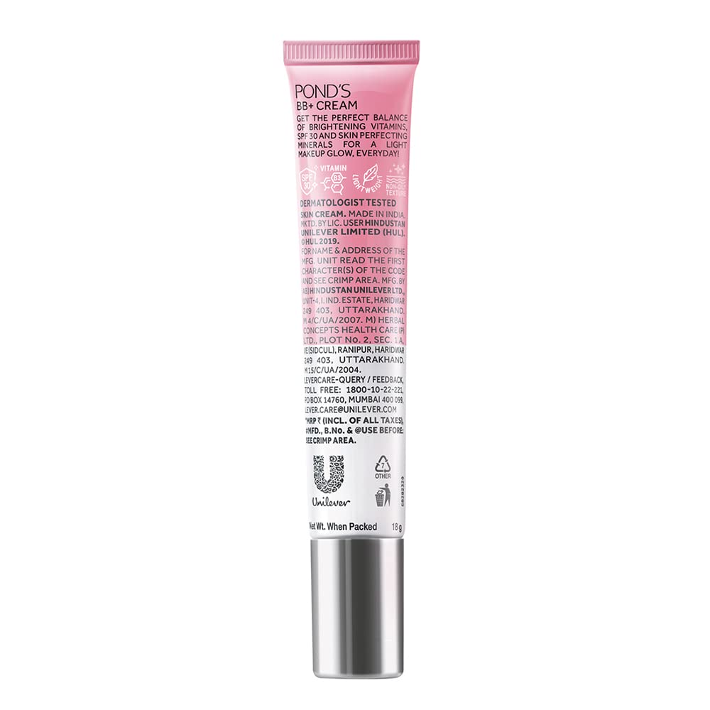 POND'S Bb+ Natural Cream, Instant Spot Coverage + Light Make-Up Glow For All Skin Types, Ivory 18G (Pack Of 2)