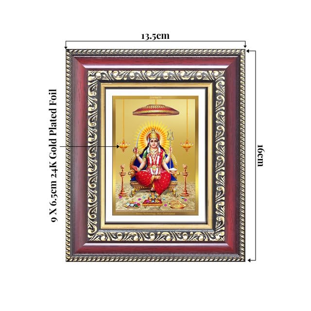 DIVINITI Santoshi Mata | Goddess of Contentment & Fulfilment Tabletop and Wall Frame in 24K Gold Plated Foil