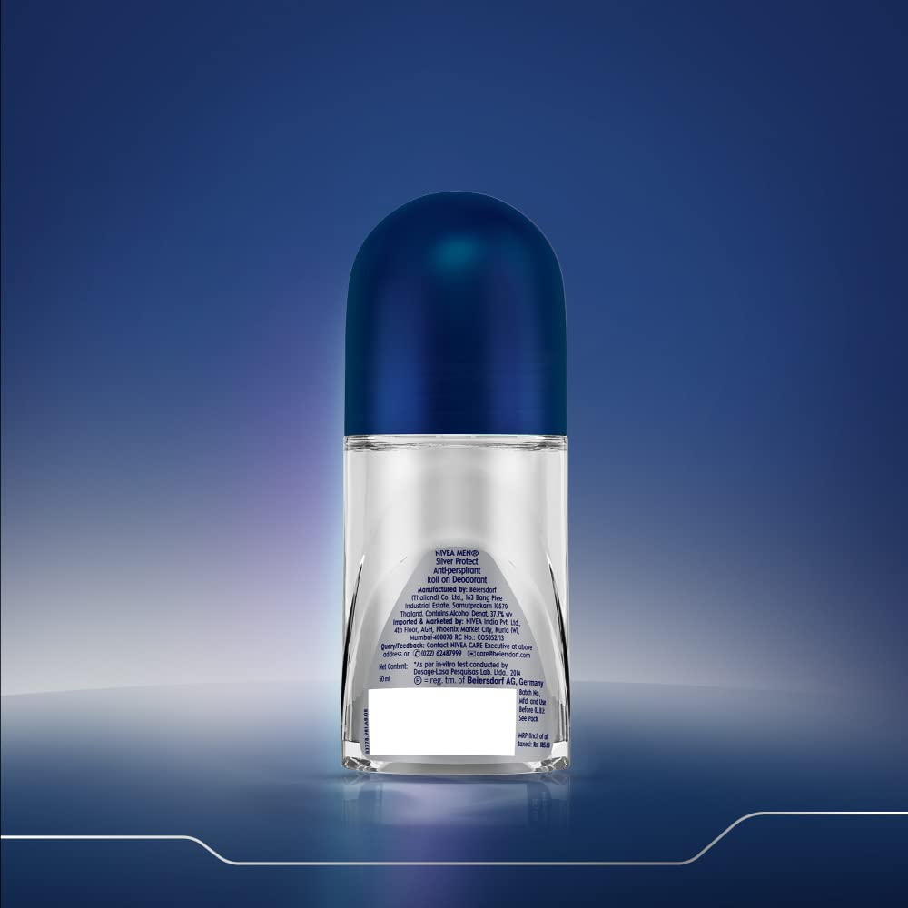 Nivea Deodorant Roll On, Silver Protect for Men, 50ml (Pack of 2)