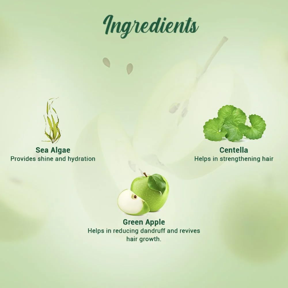 Biotique Green Apple Shine & Gloss Shampoo & Conditioner| Promotes Healthy, Shiny and Glossy Hair | Nourishes Scalp | Makes Hair Soft & Smooth |100% Botanical Extracts| All Skin Types | 650ml