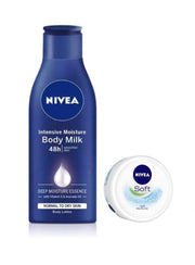 Nivea Nourishing Lotion Body Milk- 200ml + NIVEA Soft Light Moisturiser With Vitamin E- 50ml- Pack Of 2