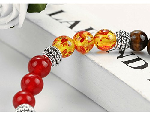 Shining Diva Fashion Spiritual 8mm Lava Rock Beads with 7 Chakra Evil Eye Stylish Unisex Bracelet