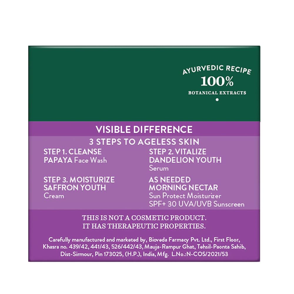 Biotique Saffron Youth Anti-Ageing Cream l 100% Pure Botanical Extracts l Anti-ageing cream for wrinkles and dark lines l Reduces dry lines and Regenerates Skin Youthfulness l All Skin Types l 175gm