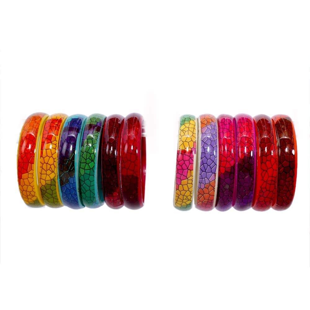 NMII Multicolour Glass Kada Set For Women and Girls with Sleek Finish & Abstract Design | Glass Bangles For Women | Kada For Girls Daily/Party/Office | Fashion Jewellery
