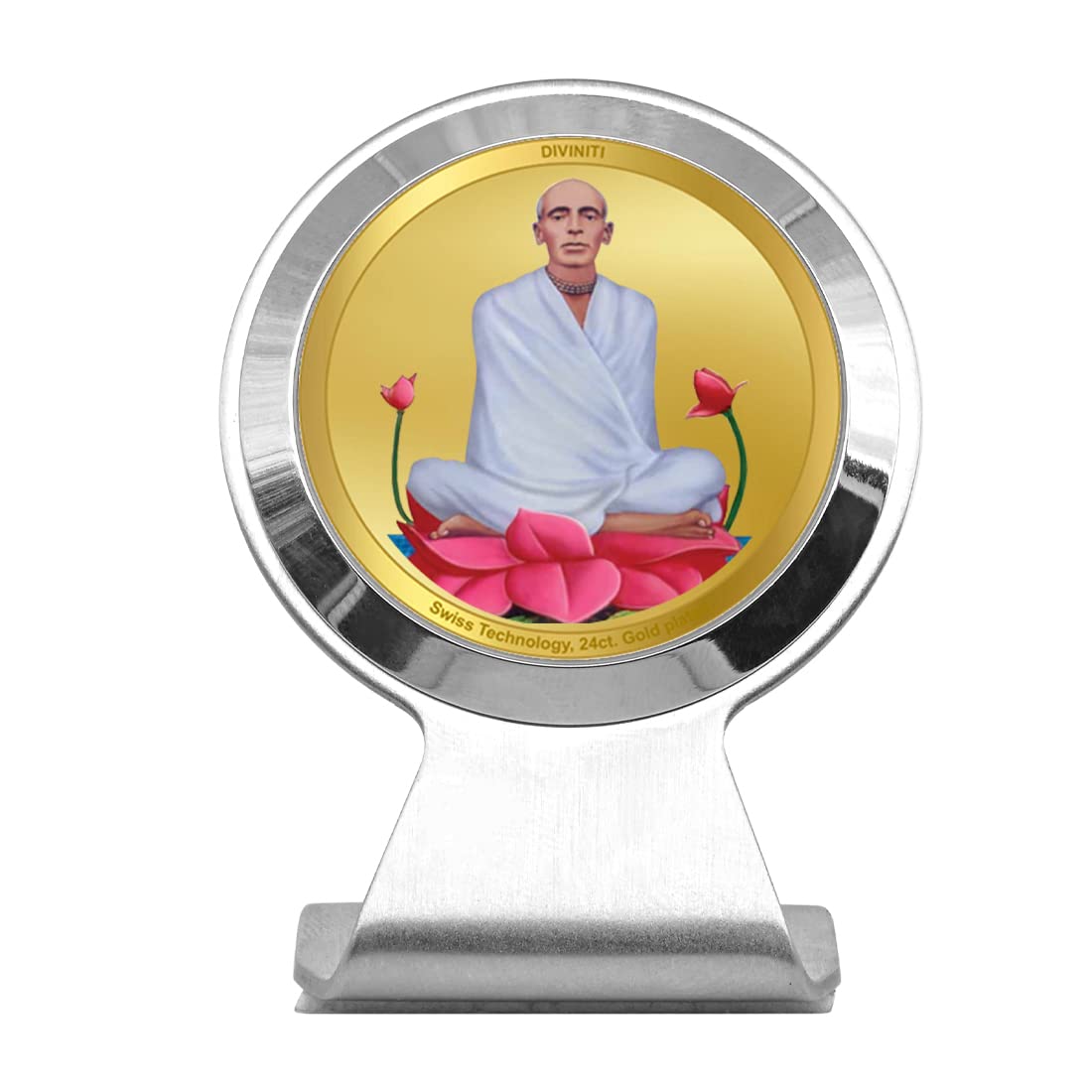 DIVINITI 24K Gold Plated Religious Car Dashboard Frame | Premium God Idol Frame for Car, Home Mandir & Office Table | Spiritual Gift, Decorative Showpiece | Ram Thakur