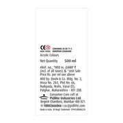 Fevicryl Acrylic Colour Vermillion 500ml | Art & Craft, DIY, Rich Pigment, Non-Craking Paint for Canvas, Wood, Leather, Earthenware, Metal | Ideal for school projects, Hobbyists, Artists