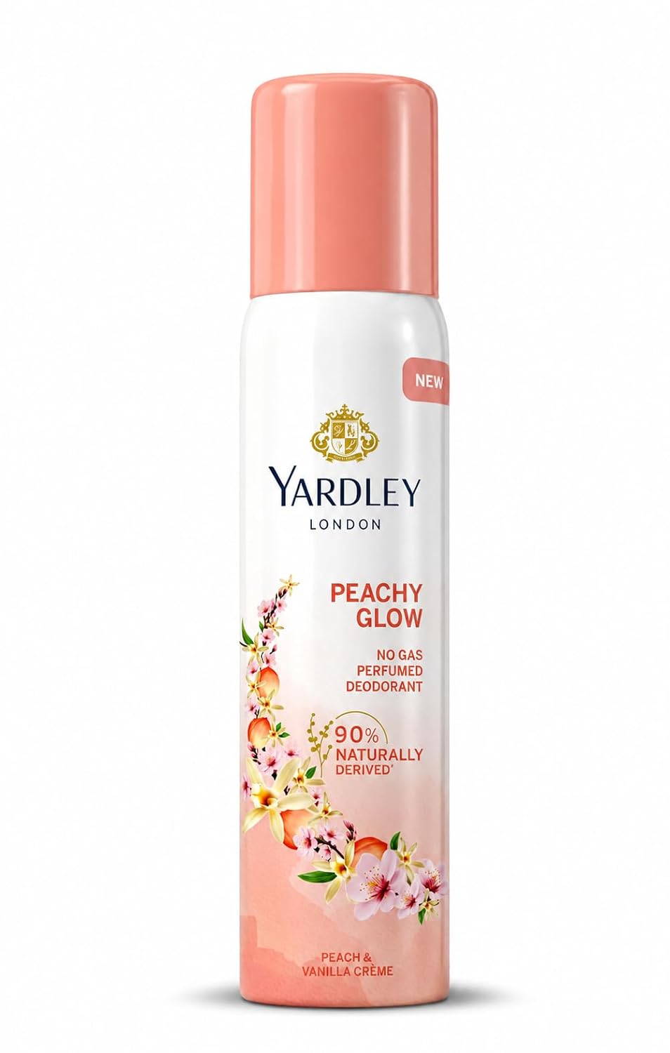Yardley London Peachy Glow No Gas Perfumed Deodorant | No Gas Deo for Women | 90% Naturally Derived | 800 Sprays | 150ml