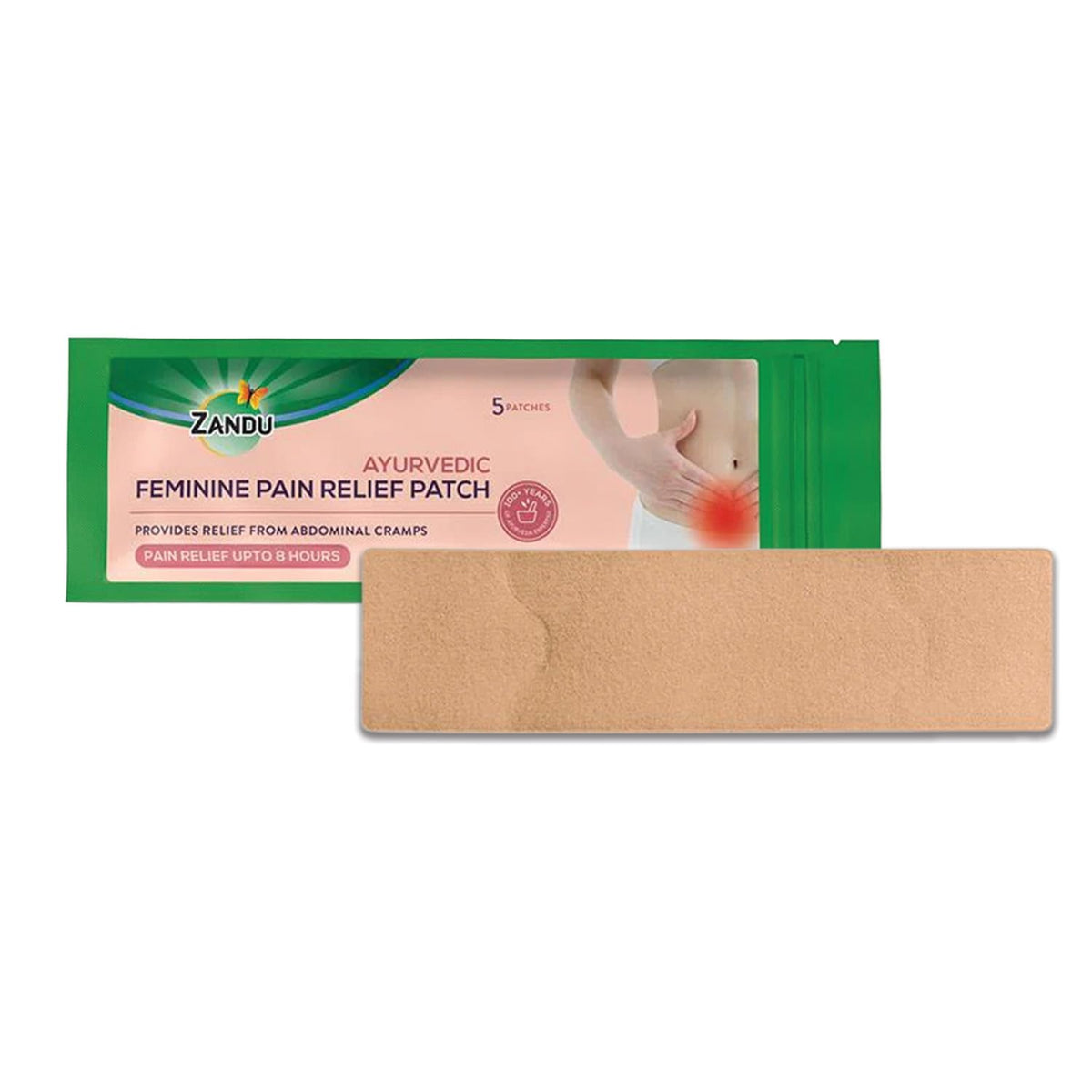 Zandu Ayurvedic Feminine Pain Relief Patch(Pack Of 5 Patches) - A Specially Designed Pain Relief Patch For Helping Relieve Abdominal Cramps & Back Pain Massager |Easy To Apply & Carry,Multicolour
