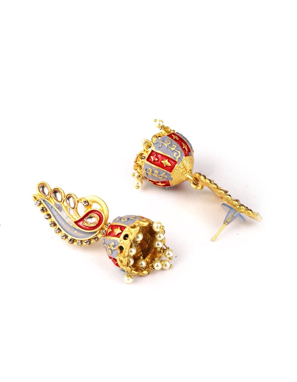 Priyaasi Peacock Shaped Kundan Studded Jhumka Earring