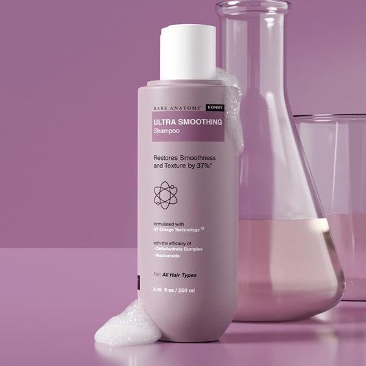 Bare Anatomy Ultra Smoothing Shampoo & Hair Serum Combo for Dry & Frizzy Hair | Carbohydrate Complex & Niacinamide | SLS & Paraben Free | Vegan | 250ml + 100ml