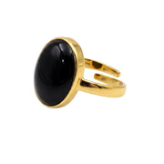 ASTRODIDI Natural Black Sulemani Agate Hakik Stone Ring with Lab Certificate for Men and Women 7-8 Ratti Adjustable Panchdhatu Kaala Akik Aqeeq Haqiq Gemstone Ring