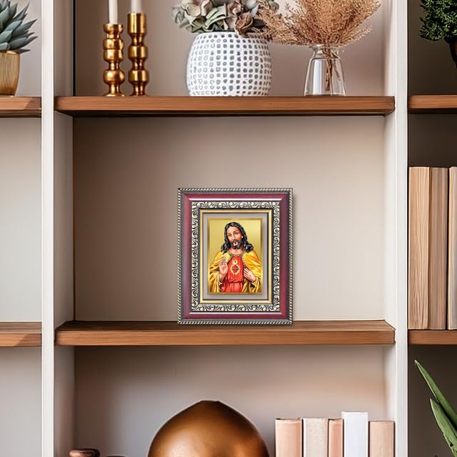 DIVINITI Jesus Christ 24K Gold Plated Foil Wall and Tabletop Photo Frame for Home Décor, Prayer Room, Luxury Gifting | DG Frame 105 S1 (16x13.5 CM)