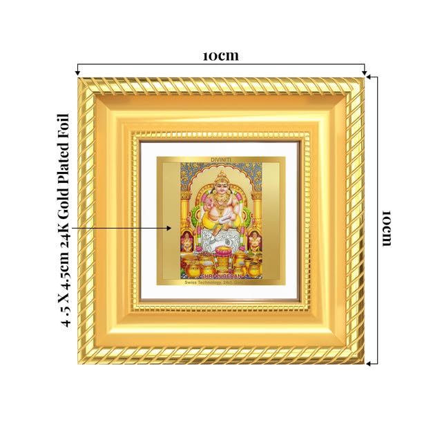 DIVINITI Lord Kuber 24K Gold Plated Foil Tabletop Photo Frame for Home Décor, Puja Room, Luxury Gifting | DG Frame 015 S1A (10x10 CM)