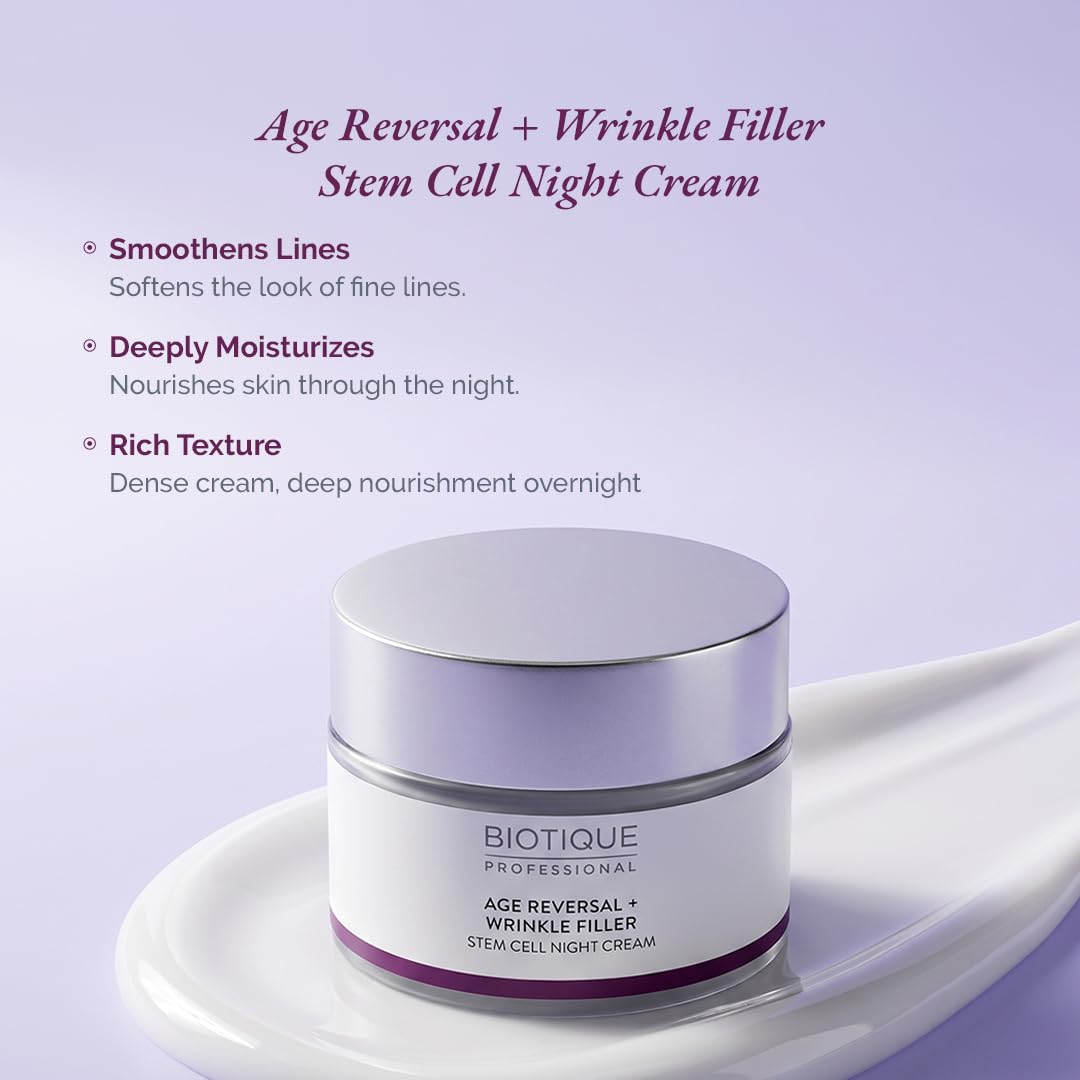 Biotique Professional Age Reversal + Wrinkle Filler Stem Cell Night Cream 50gm