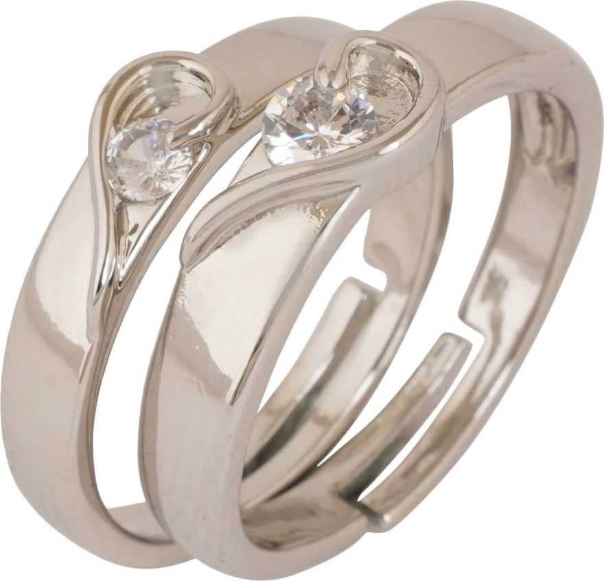 ASTRODIDI Alloy Crystal Silver Plated Ring Set | Couple Rings for Every Special Occasion Crystal Sterling Silver Plated Ring Set