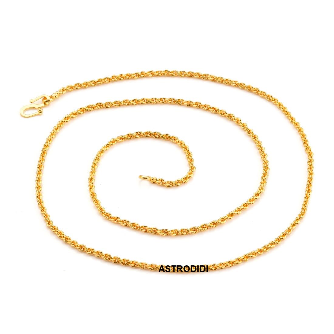 ASTRODIDI Gold Plated Chain | 24 Inch Stylish Light Weighted Golden Brass Neck Chain For Girls Women Men Boys (CHAIN-BALA-24)