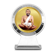 Diviniti 24K Gold Plated Shri Ramakrishna Paramahansa Car Dashboard Idol Frame | Premium Spiritual Car Accessory for Divine Blessings & Positivity | Luxury Devotional Gift for Car, Office & Home | 6X4