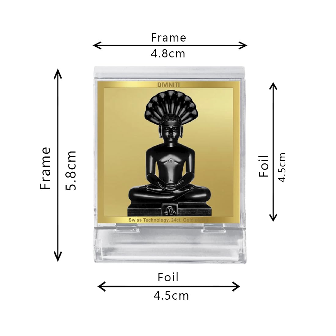 DIVINITI 24K Gold Plated Religious Car Dashboard Frame | Premium God Idol Frame for Car, Home Mandir & Office Table | Spiritual Gift, Decorative Showpiece | Parshvanath