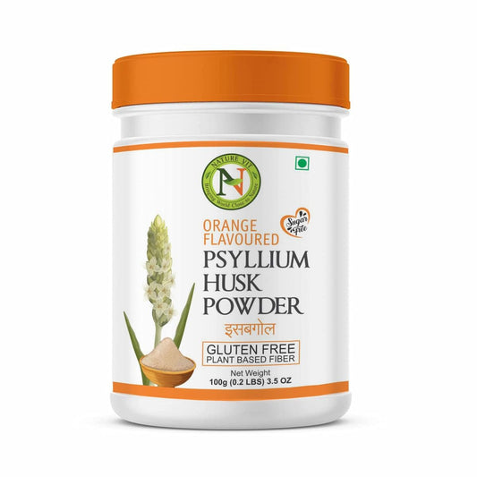 NatureVit Orange Flavour Psyllium Husk Powder 100g | Isabgol for Constipation Relief | Ayurvedic, Non-Habit Forming, High Soluble Fiber Supplement