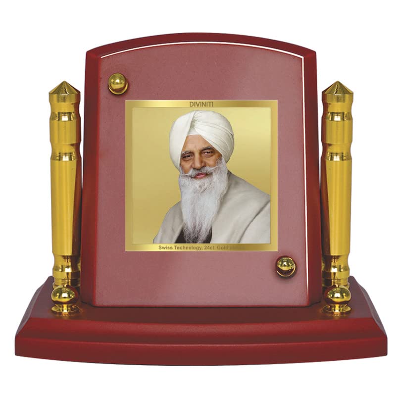 DIVINITI Radha Soami Photo Frame for Car Dashboard, Table Decor| MDF 1B P+ Classic Radha Soami and 24K Gold Plated Foil| Religious Frame Idol for Pooja, Worship, Gifts Items (7 X 9CM)