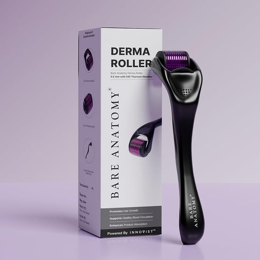 Bare Anatomy Derma Roller for Hair Growth | 0.5 mm with 540 Titanium Micro Needles | Stimulates Hair Follicles & Improves Scalp Circulation
