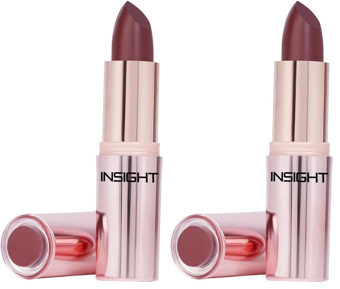 INSIGHT Hydra Fix Lipstick - Muted Crush| Semi Matte Finish | One Swipe Intense Pigmentation | Long Lasting | Lightweight | Hydrating Non Drying Formula - 4.2g (Pack of 2)