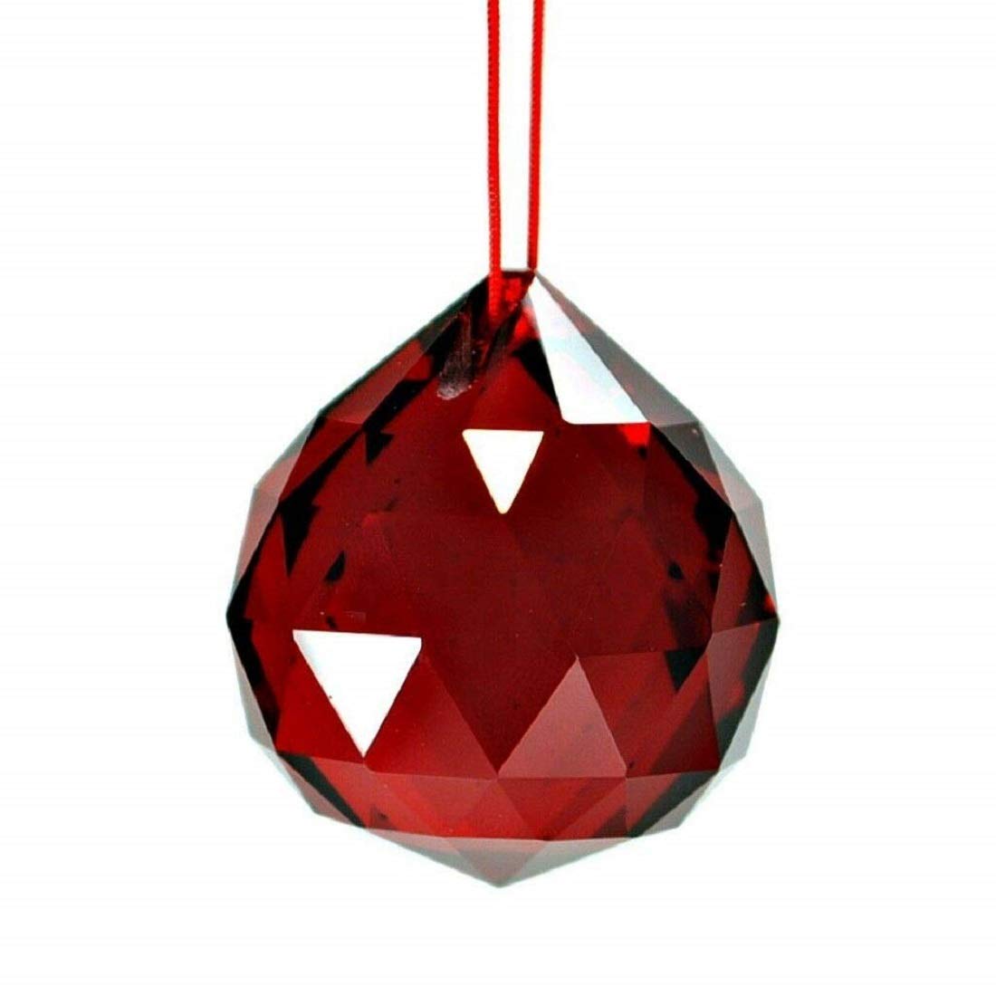 Astrodidi Red Crystal Ball Hanging Feng Shui Sphatik Prism Ball 40mm for Positive Energy