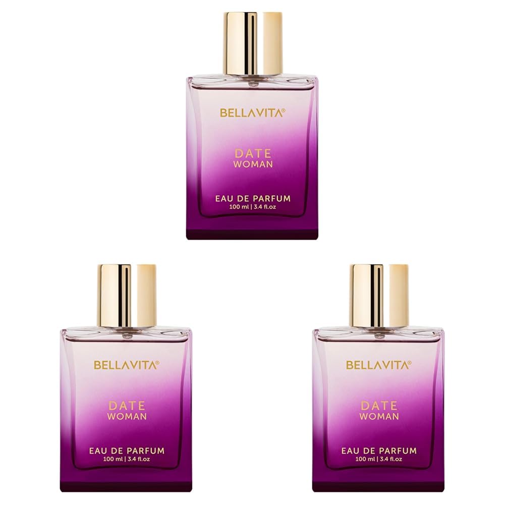 Bella Vita Luxury Date Woman Eau De Parfum Liquid Perfume With Pink Pepper, Jasmine & Vanilla, Premium, Long Lasting Floral & Fruity Fragrance For Women, 100ml (Pack Of 3)