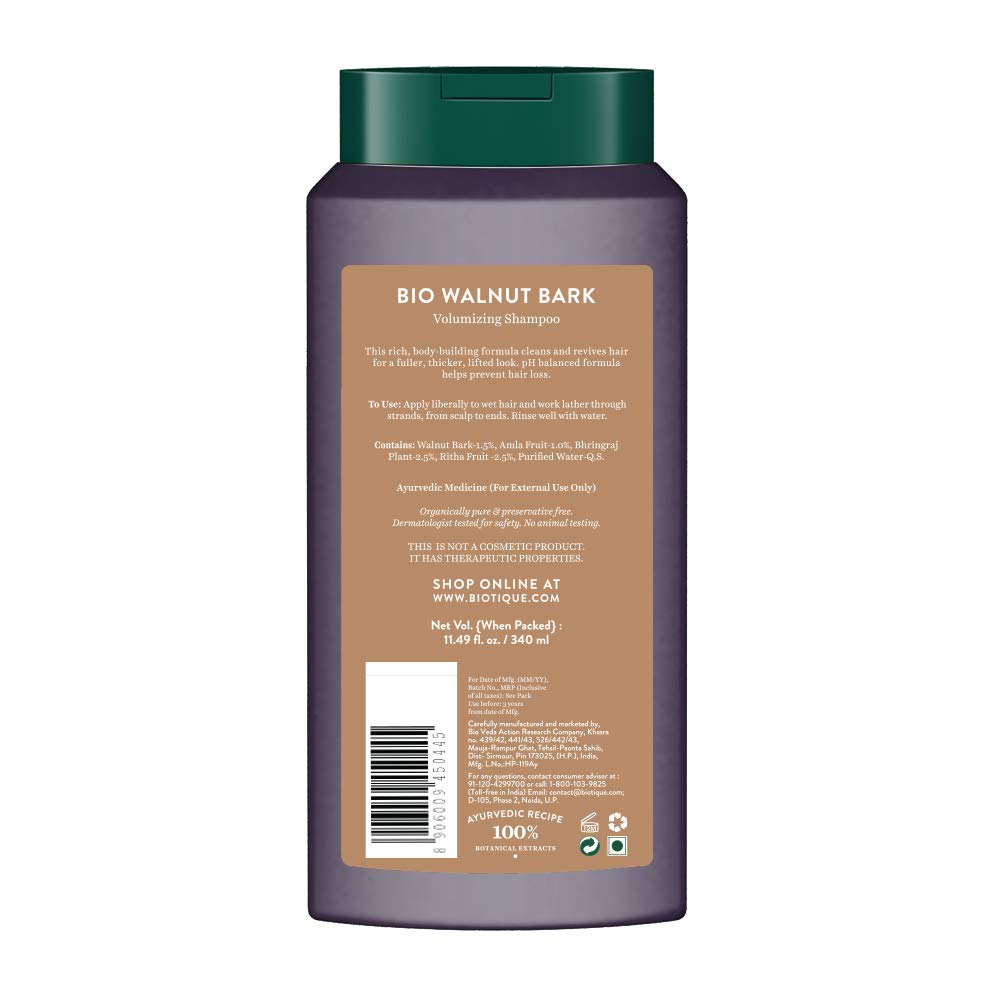 Biotique Walnut Volume and Bounce Shampoo and Conditioner | For Fine and Thinning Hair| Volumizing Shampoo for Thin Hair |100% Botanical Extracts |340ml (Pack of 2)