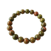 ASTRODIDI Green Unakite Stone Healing Crystal Round Beaded Gemstone Bracelet for Men and Women Handmade and Stretchable
