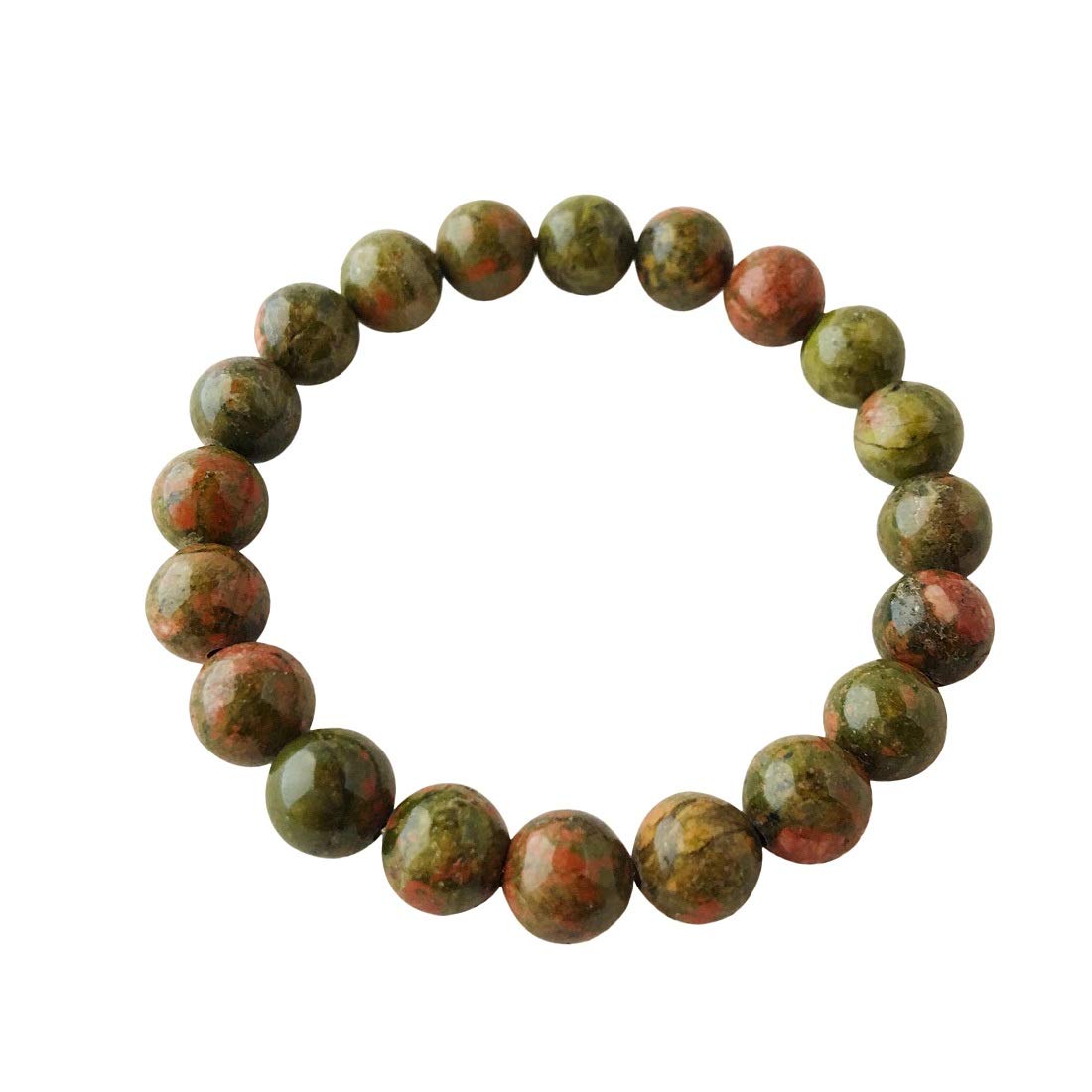 ASTRODIDI Green Unakite Stone Healing Crystal Round Beaded Gemstone Bracelet for Men and Women Handmade and Stretchable