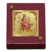 DIVINITI 24K Gold Plated Maa Navdurga Photo Frame for Car Dashboard |Premium Religious Idol for Home Office Pooja Room Decor & Spiritual Gift | Size 6 x 5.5 cm