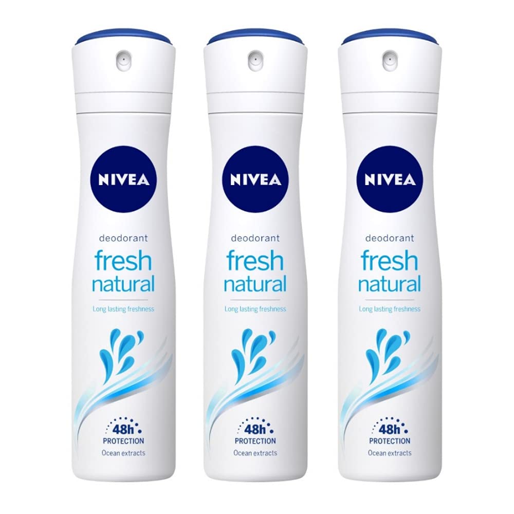 Nivea Deodorant Fresh Natural for Women, 150ml (Pack of 3, Spray)