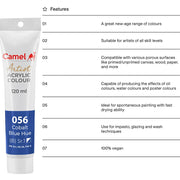 Camel Camlin Kokuyo Cobalt Blue Hue Artist Acrylic Color-120 ML