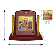 DIVINITI 24K Gold Plated Religious Car Dashboard Frame | Premium God Idol Frame for Car, Home Mandir & Office Table | Spiritual Gift, Decorative Showpiece | Shiv Parivar-1