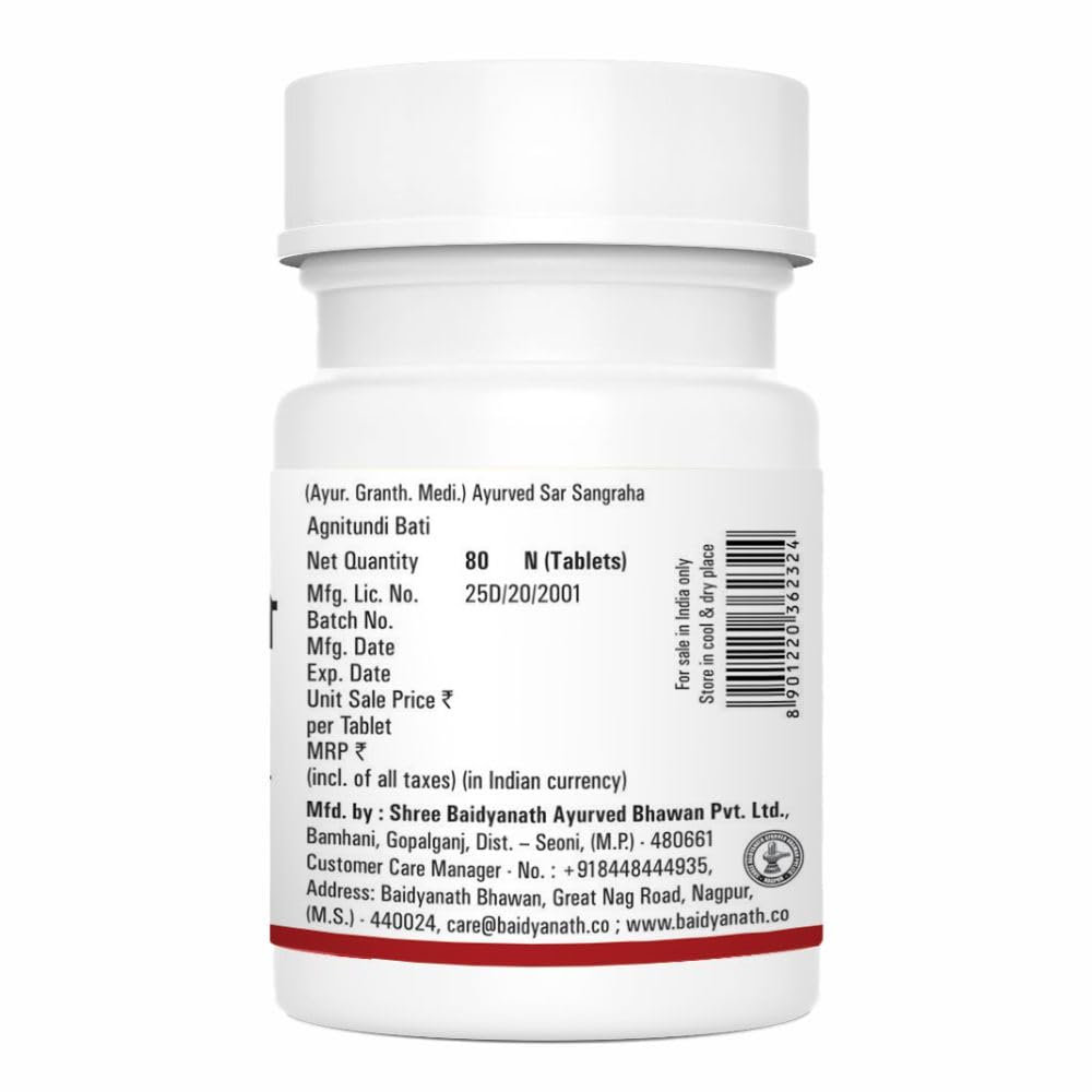 Baidyanath Asli Ayurved Agnitundi Bati – 80 Tablets (Pack of 3) | Ayurvedic Supplement for Liver & Digestive System
