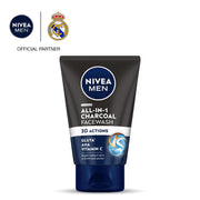 NIVEA MEN All in 1 Charcoal Face Wash | Natural Charcoal, Gluta, AHA & Vitamin C | Helps Reduce the Appearance of Tan | Removes Excess Oil and Minimizes Pores | For Bright Radiant Skin | 100g