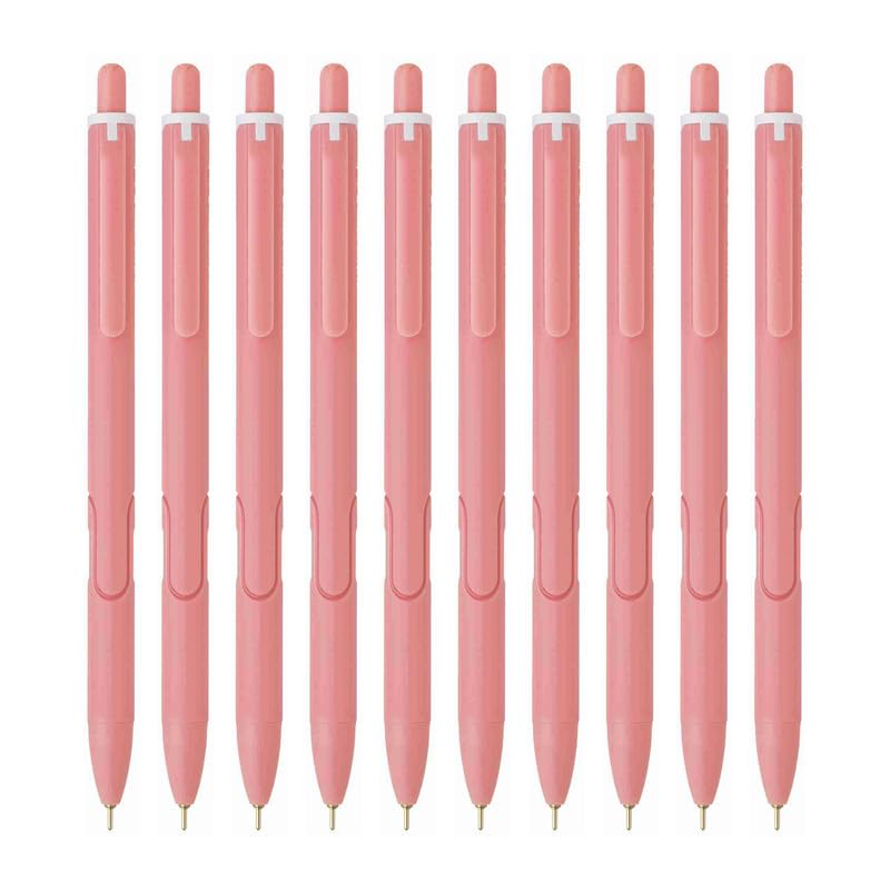 Hauser XO RT Retractable Ball Pen | Sleek Matt Finish Pastel Shade Body & Minimalistic Design | Low Viscosity Ink With Ultra Durable Tip | Red Ink, Pack Of 10