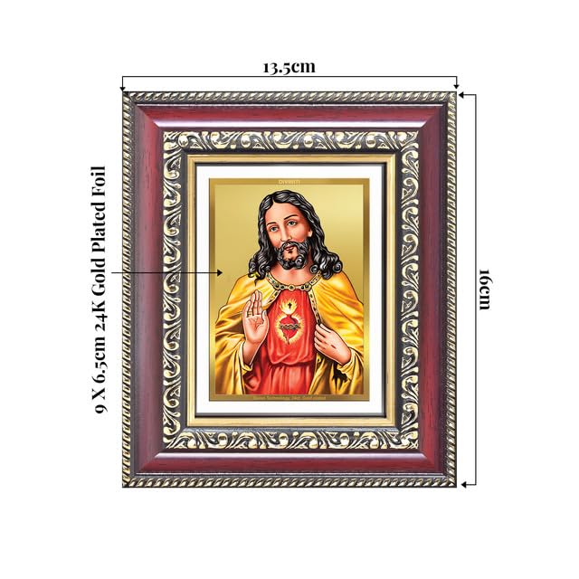 DIVINITI Jesus Christ 24K Gold Plated Foil Wall and Tabletop Photo Frame for Home Décor, Prayer Room, Luxury Gifting | DG Frame 105 S1 (16x13.5 CM)