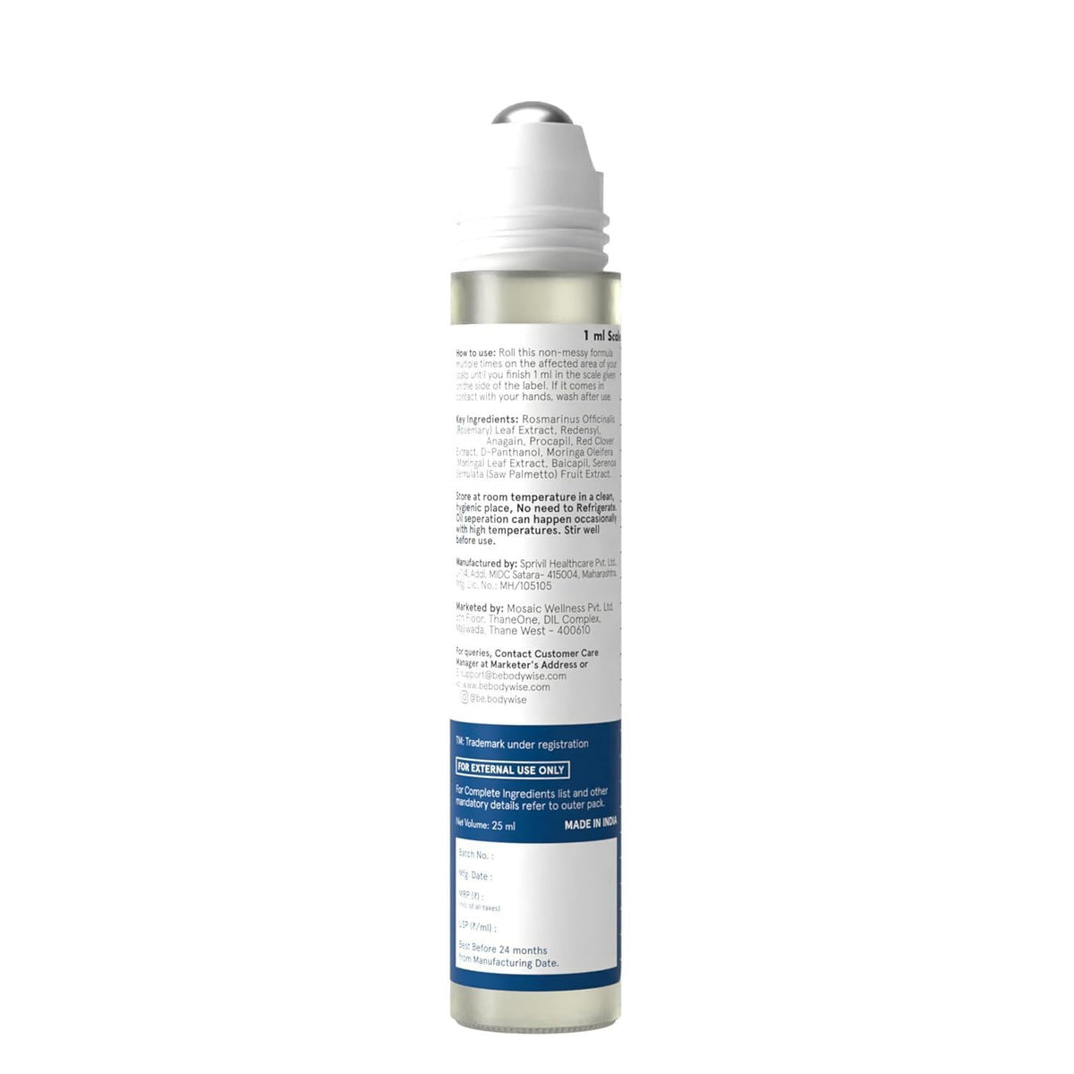 Be Bodywise 3% Redensyl & Rosemary Hair Growth Serum (Roll On) | Pack of 2 |with 2% Anagain | Thicker & Stronger Hair | Prevents Hairfall & Stimulates Hair Follicles | For All Hair Types | 25ml each
