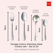 Parage 25 Pieces Camry Premium Stainless Steel Cutlery Set with Storage Box | Spoons Set |Home & Kitchen and Dining Tableware| Spoon Stand for Dining Table Fancy, (Set of 25, Orange)