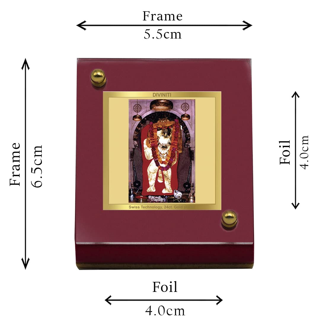 DIVINITI 24K Gold Plated Religious Car Dashboard Frame | Premium God Idol Frame for Car, Home Mandir & Office Table | Spiritual Gift, Decorative Showpiece | Mehndipur - Balaji