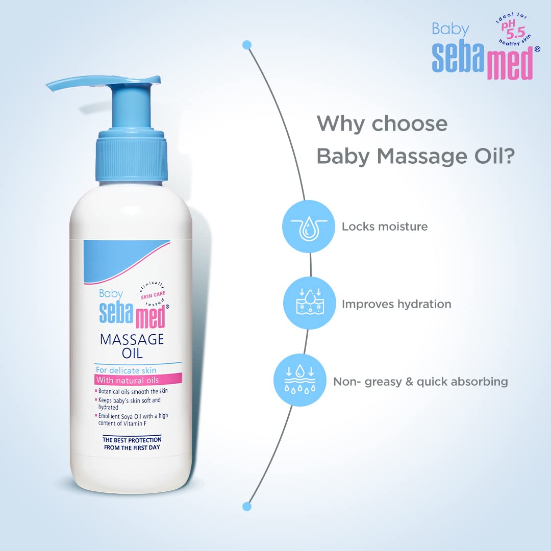 Sebamed Baby Massage Oil 150 ml| With Soya Oil|Non- greasy|Ideal for newborn | (Pack of 2)