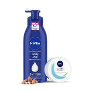 Nivea Ultimate Combo- Body Milk 400Ml 5 In 1 Complete Care Nourishing Body Lotion & Soft 200Ml Moisturizing Cream With Vitamin E, Jojoba Oil