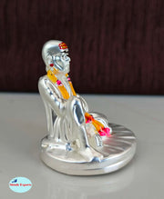 SHINDE EXPORTS Gold Silver Plated Shirdi Saibaba Marble Idol Statue Small 4.5m (Silver Plated)