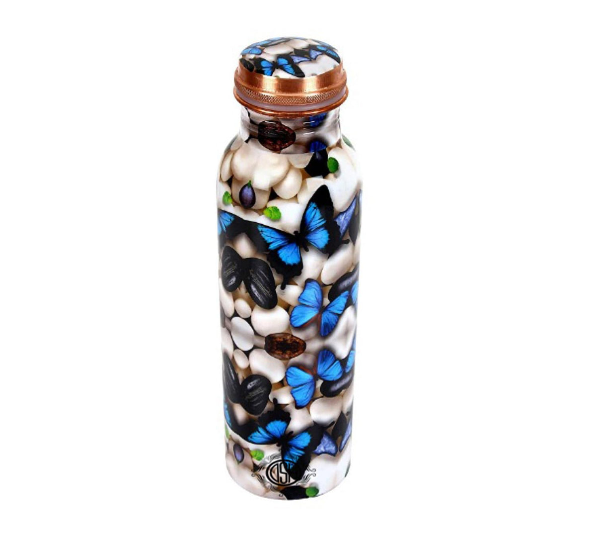 DSH Copper Bottles for 1 Litre Printed with Art Work, Travelling Purpose Bottles, Yoga Ayurveda Healing, 1000 ML (Design SM 17)