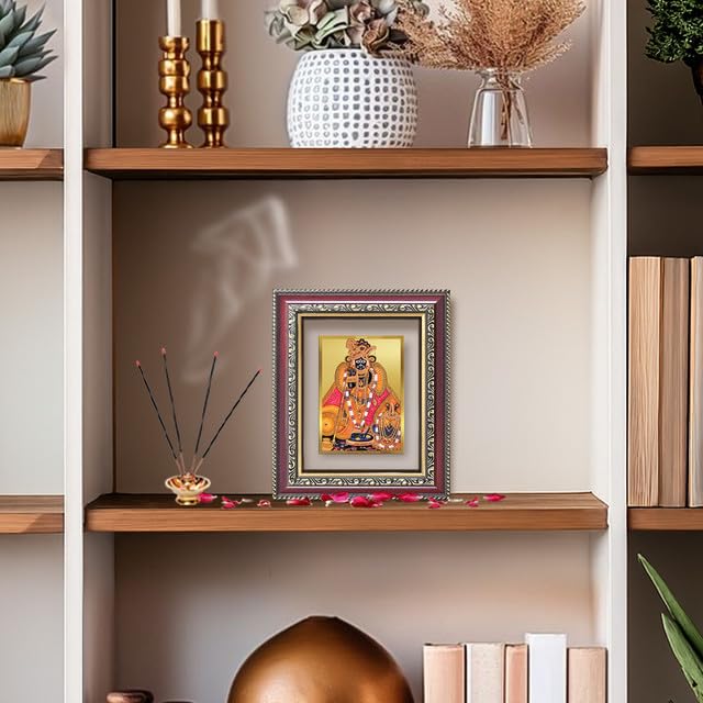 DIVINITI Banke Bihari 24K Gold Plated Foil Wall and Tabletop Photo Frame for Home Décor, Puja Room, Luxury Gifting | DG Frame 105 S1 (16x13.5 CM)