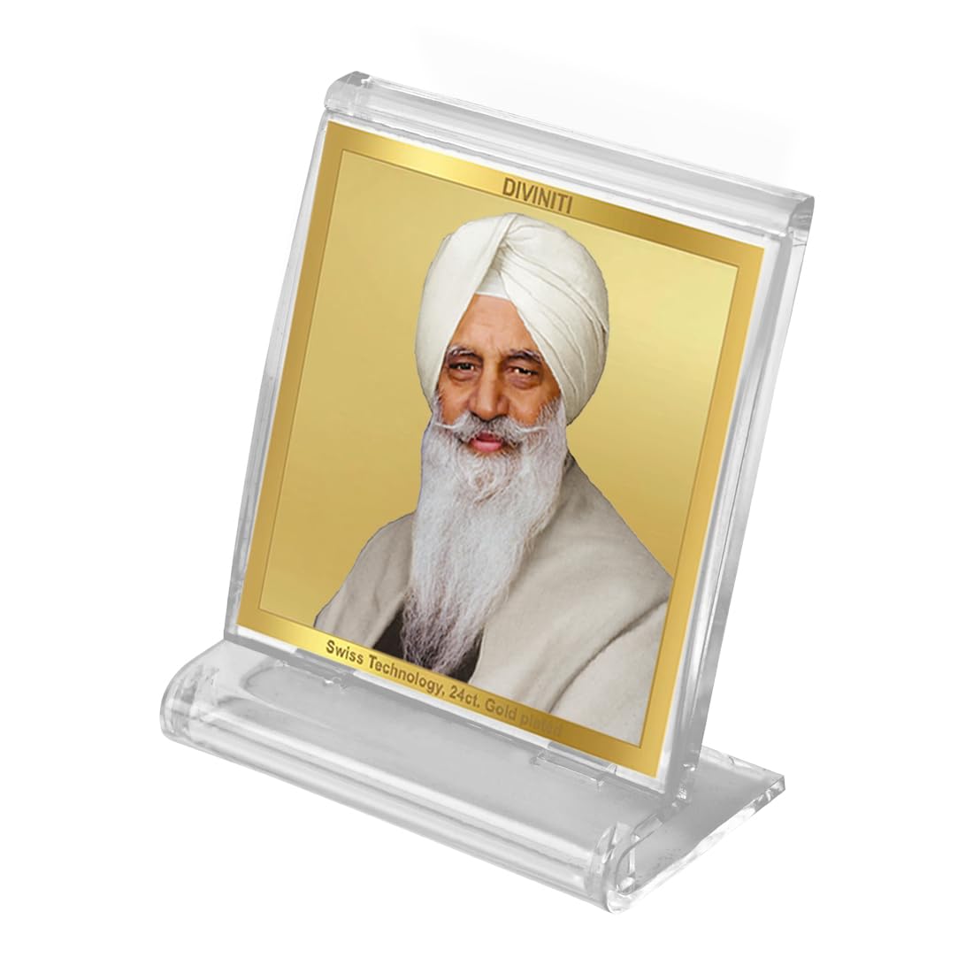 DIVINITI 24K Gold Plated Religious Car Dashboard Frame | Premium God Idol Frame for Car, Home Mandir & Office Table | Spiritual Gift, Decorative Showpiece | Radha Soami